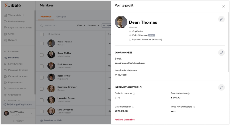 Person's profile information